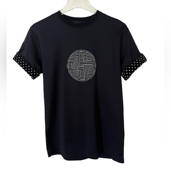 FINAL SALE Giorgio Armani Black & White Graphic Logo Cotton T-Shirt Women’s 4 - Picture 4 of 10